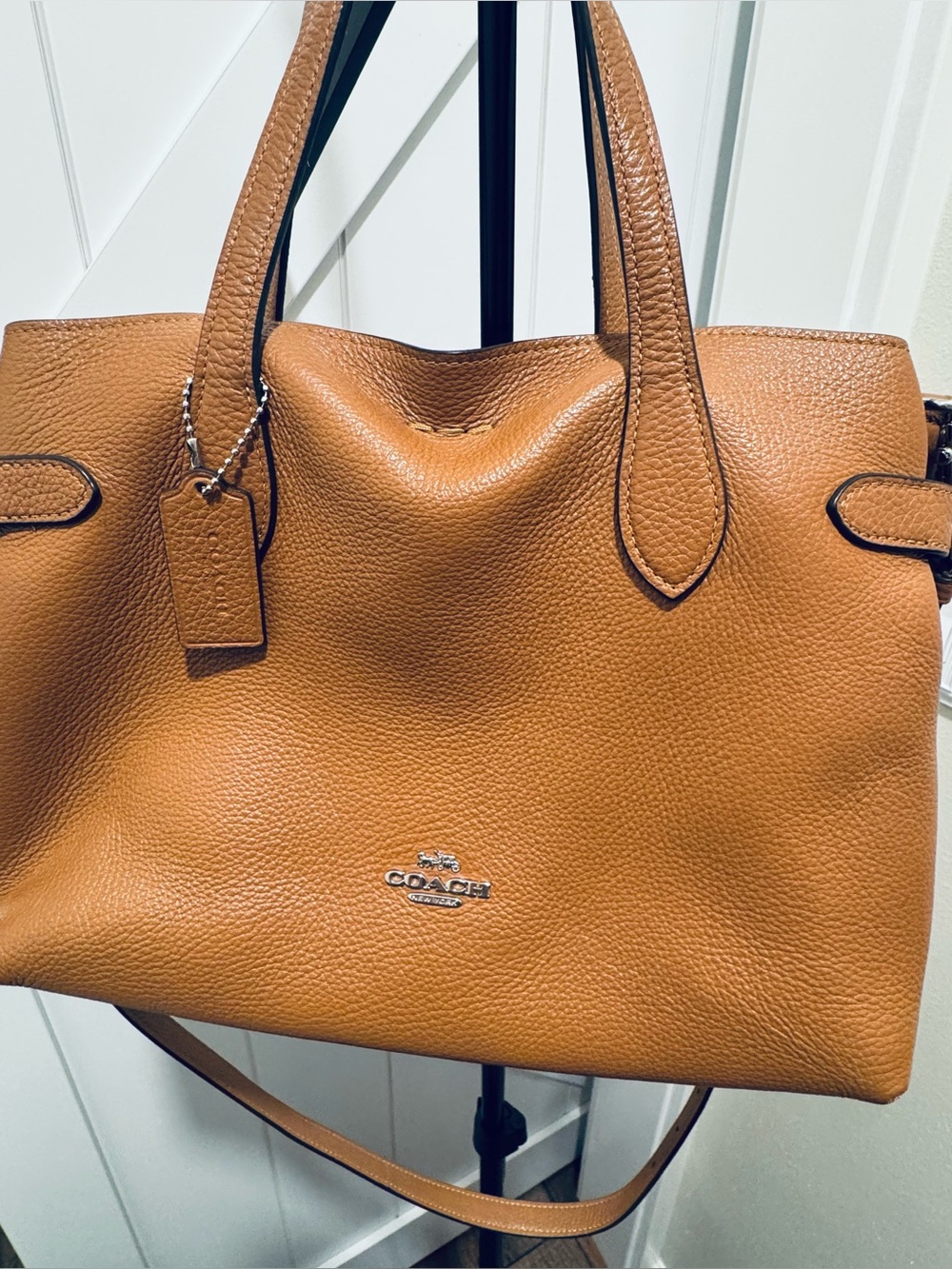 Coach Brown Pebbled Leather Shoulder Tote with Tag